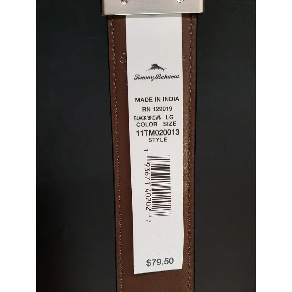 Tommy Bahama Marlin Logo Men's Reversible Dress Belt 38/40